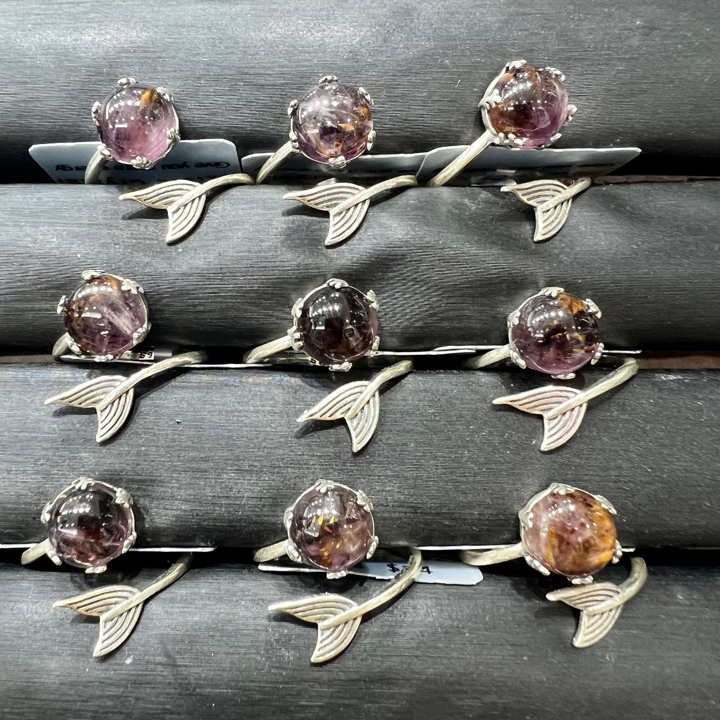 Amethyst rutile ring silver