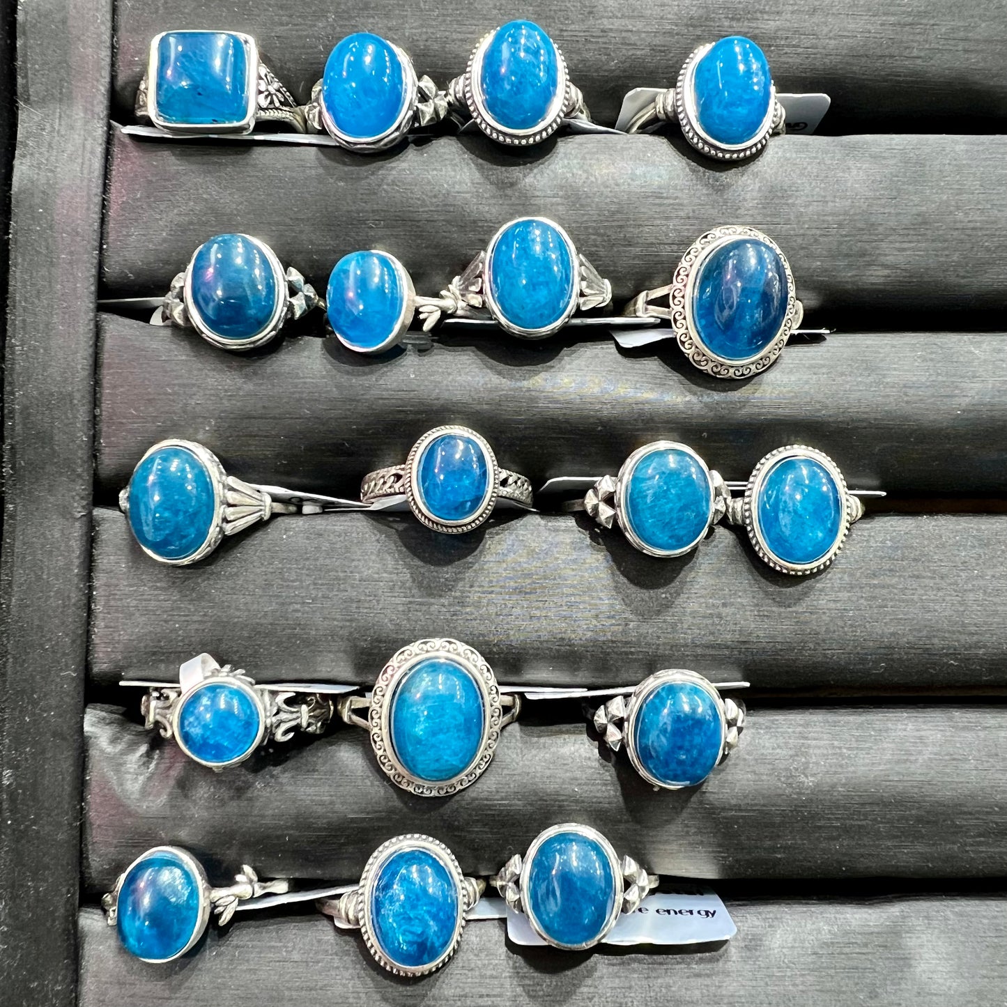 Blue apatite ring silver