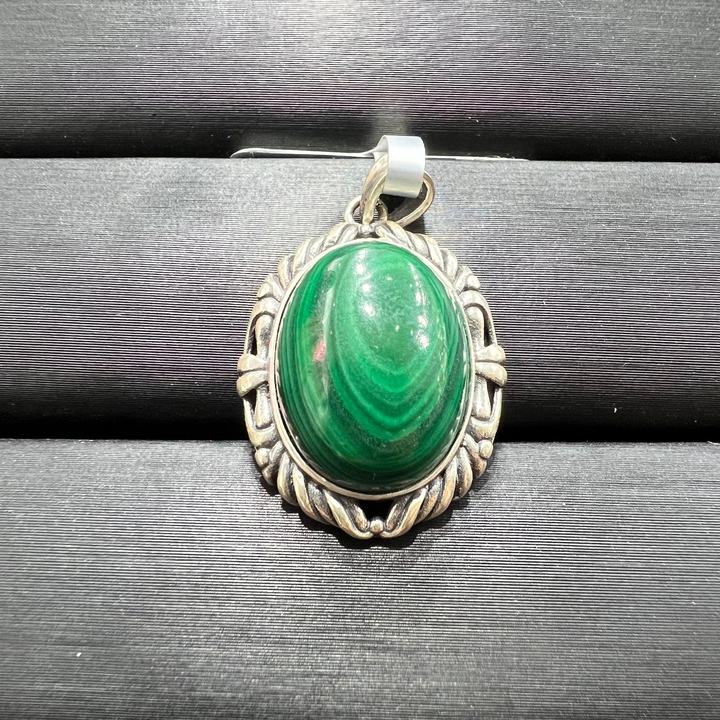 Malachite silver pendant