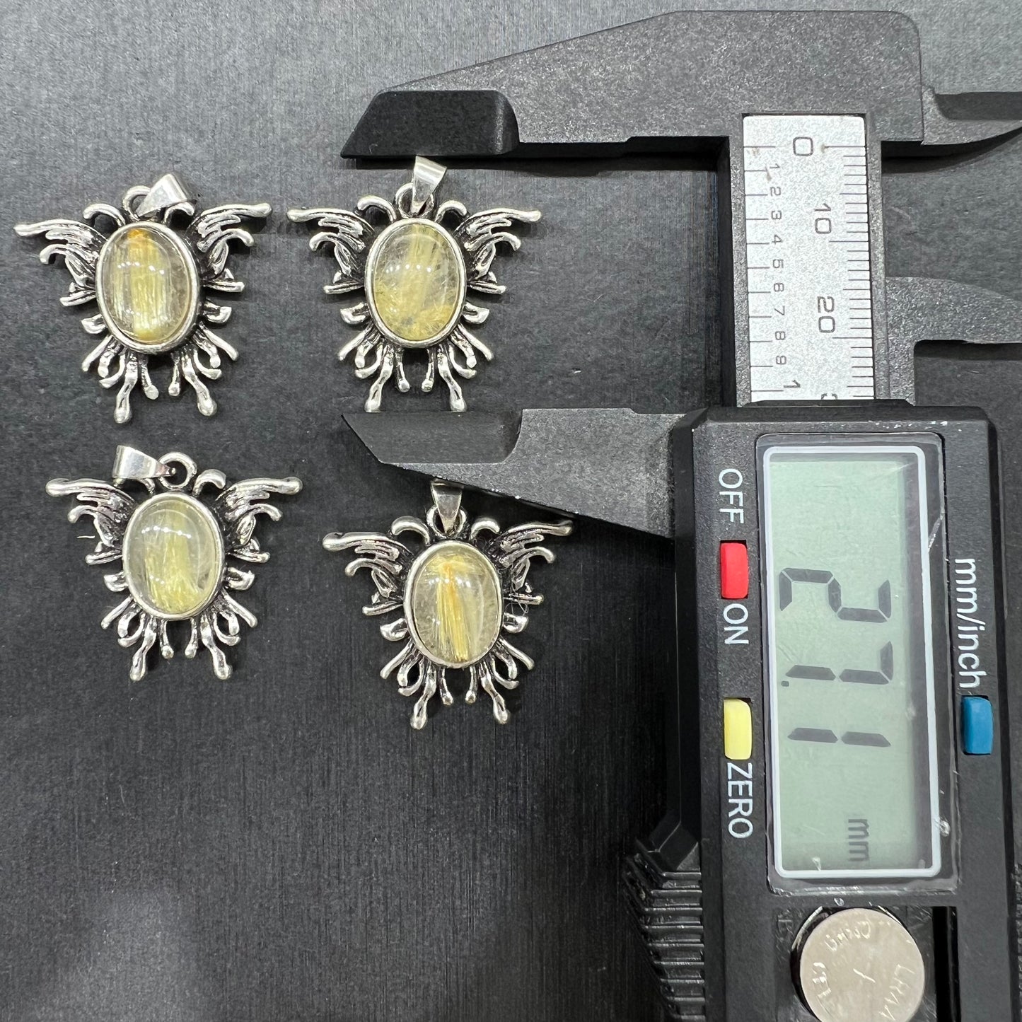 Gold Rutile pendant copper