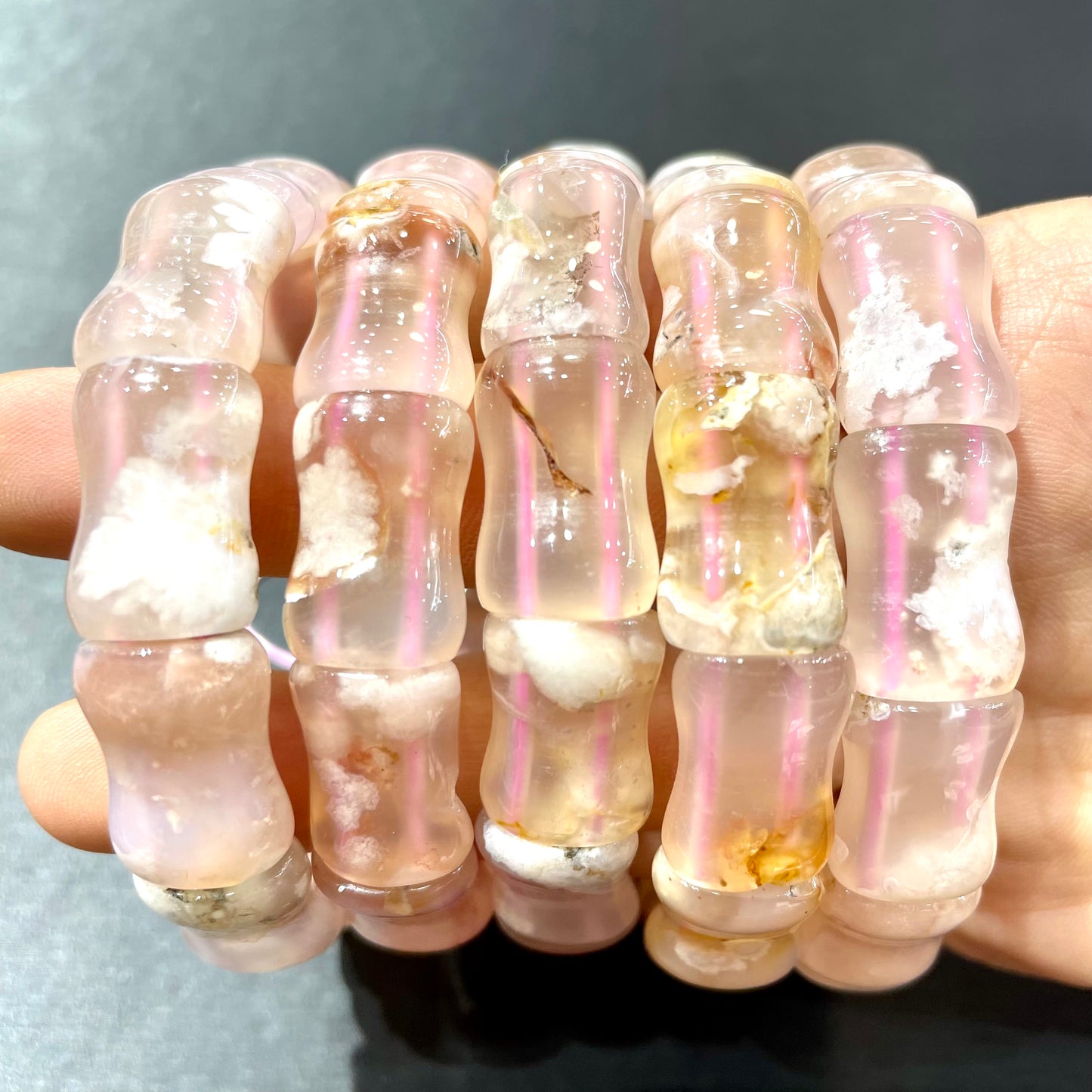 Flower agate bangle bracelet