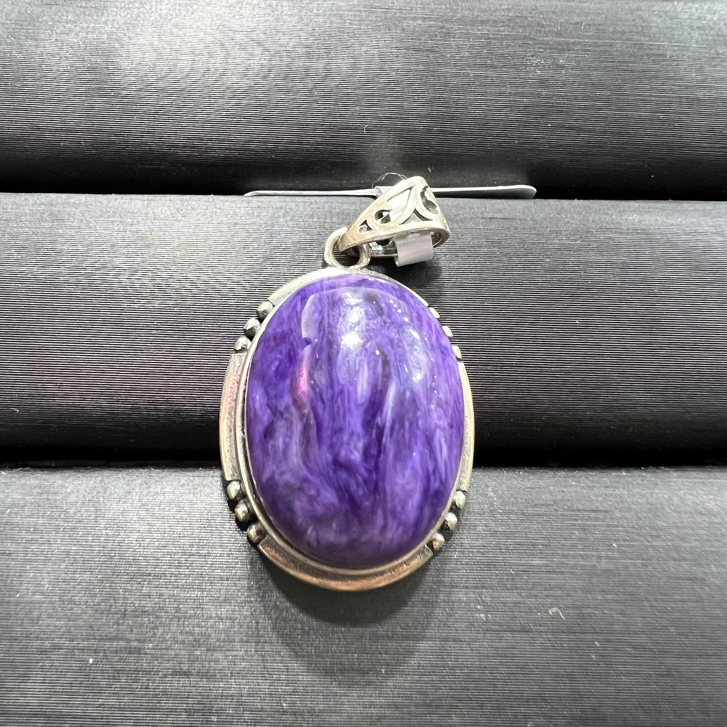 Charoite silver pendant