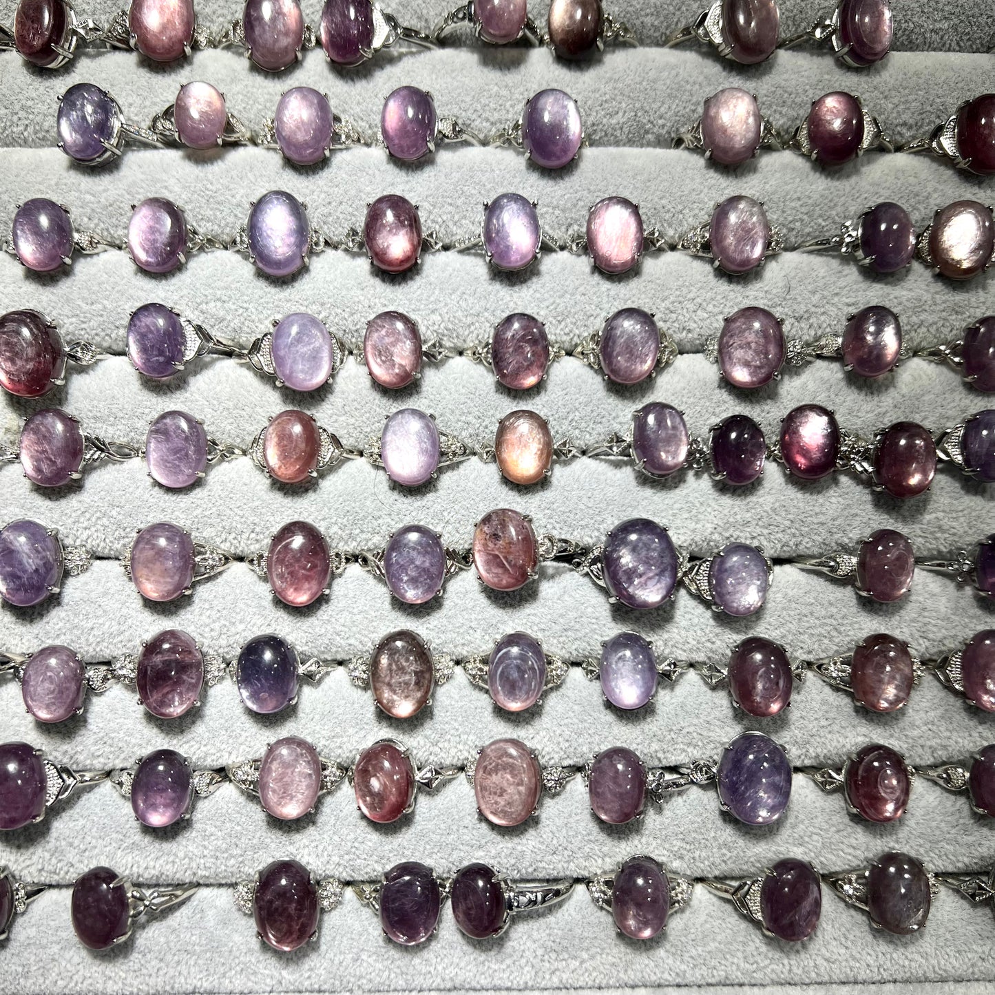 Lepidolite ring coppers