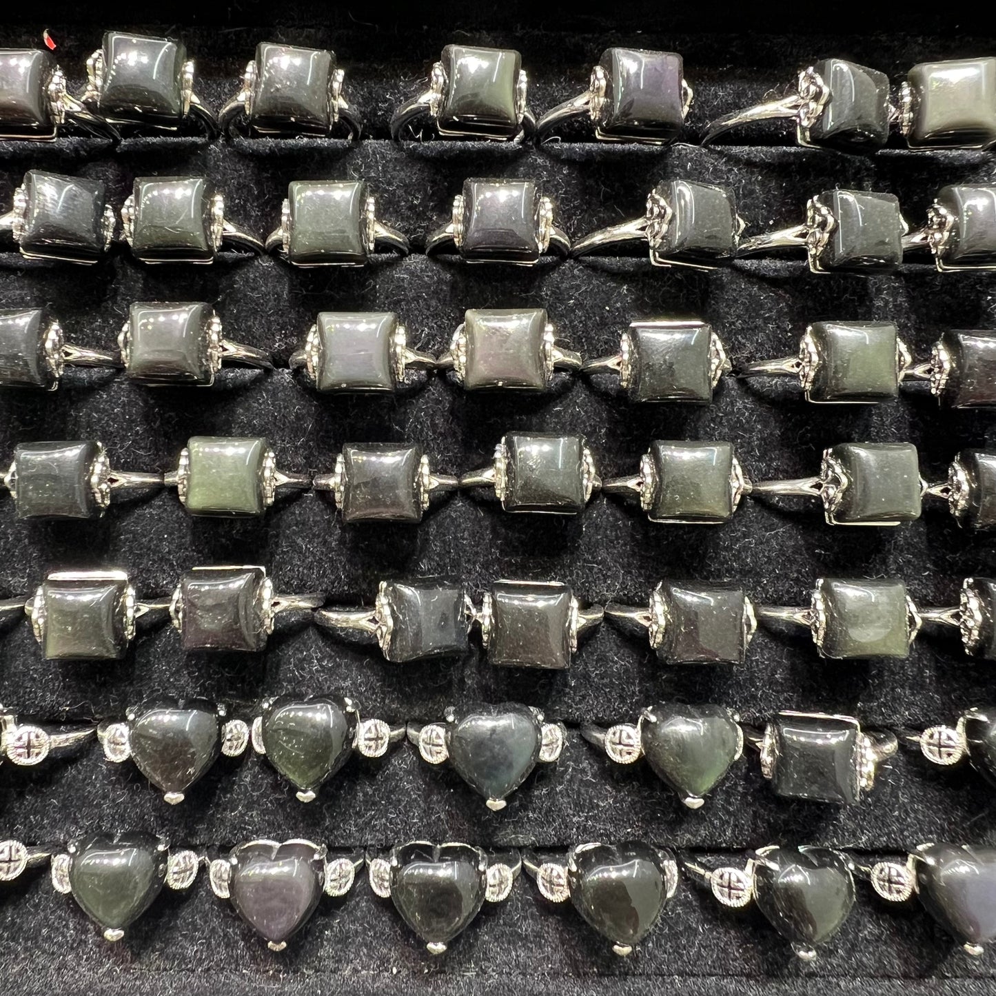 Rainbow obsidian ring copper