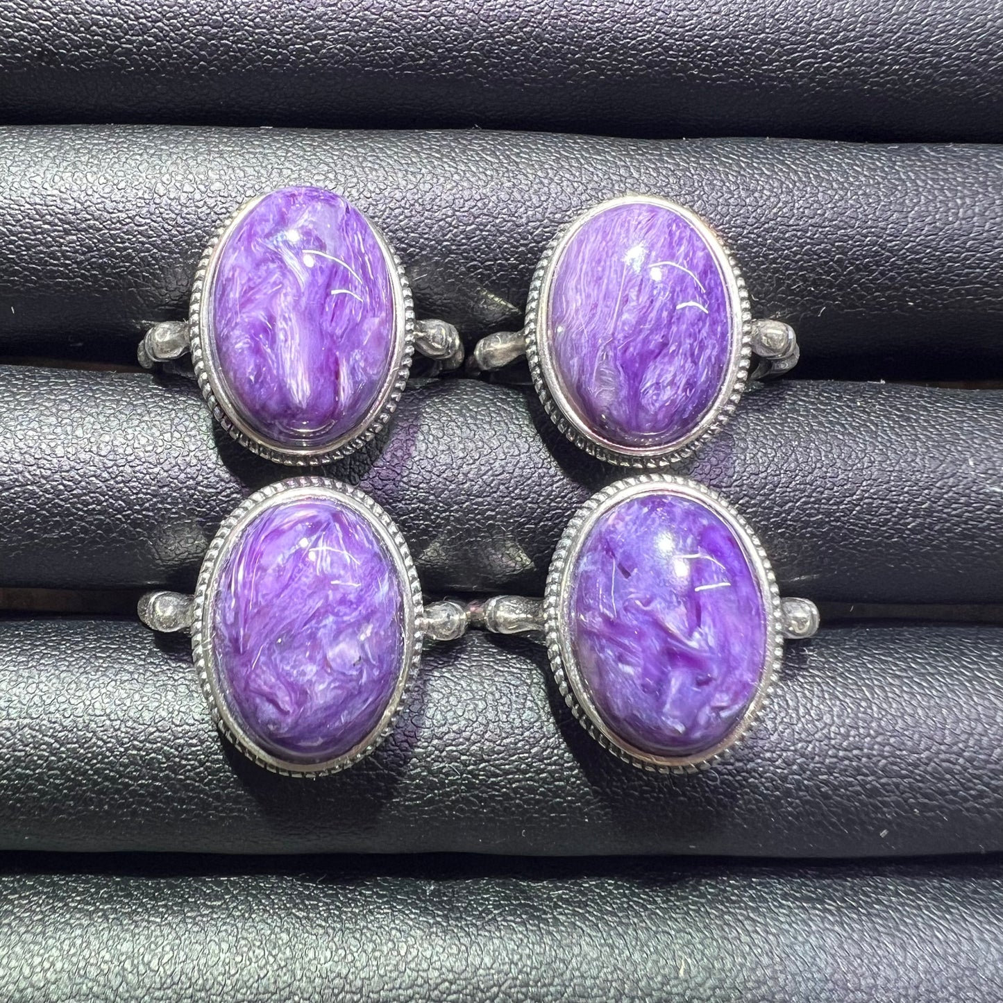 Charoite silver ring