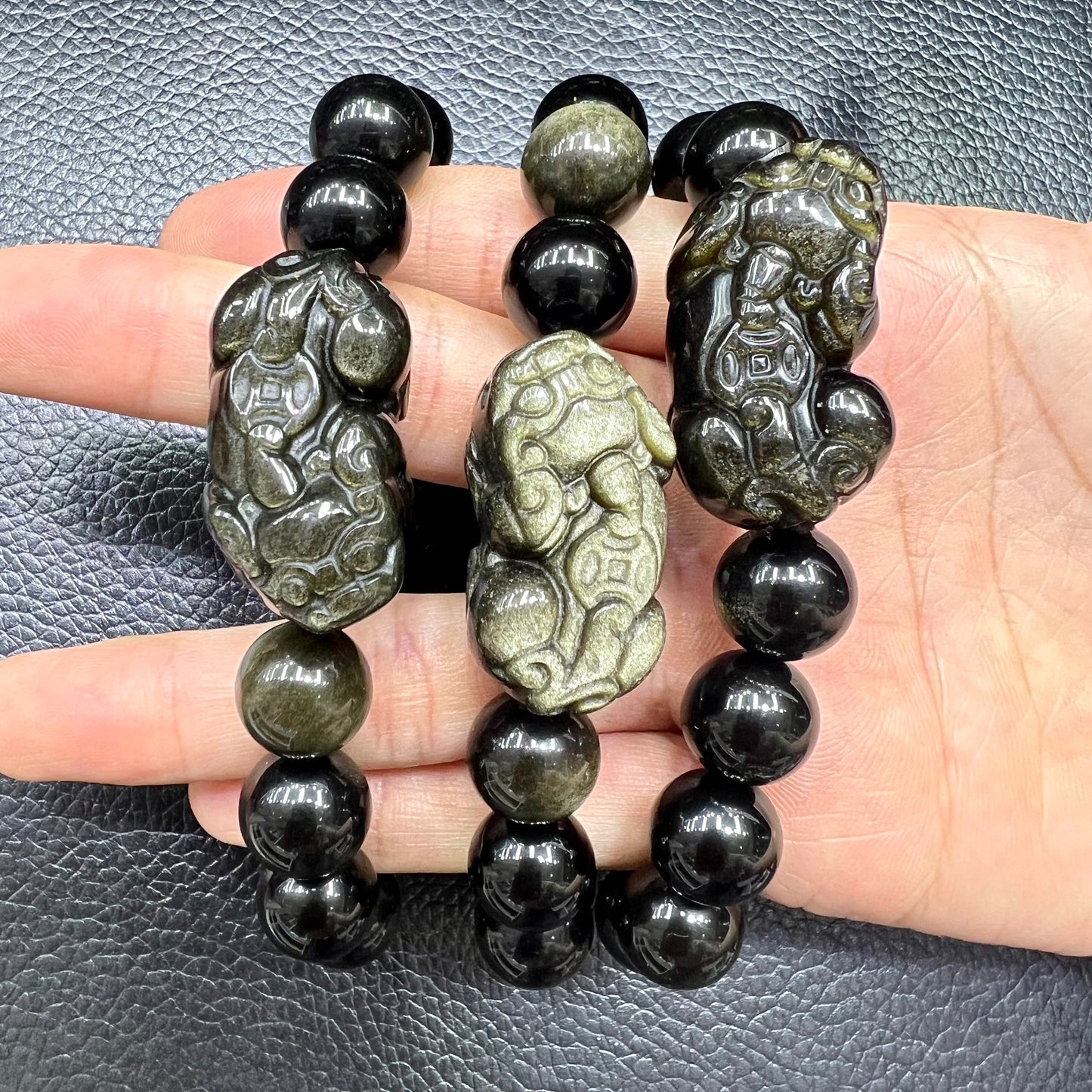 Pixiu golden sheen obsidian bracelet