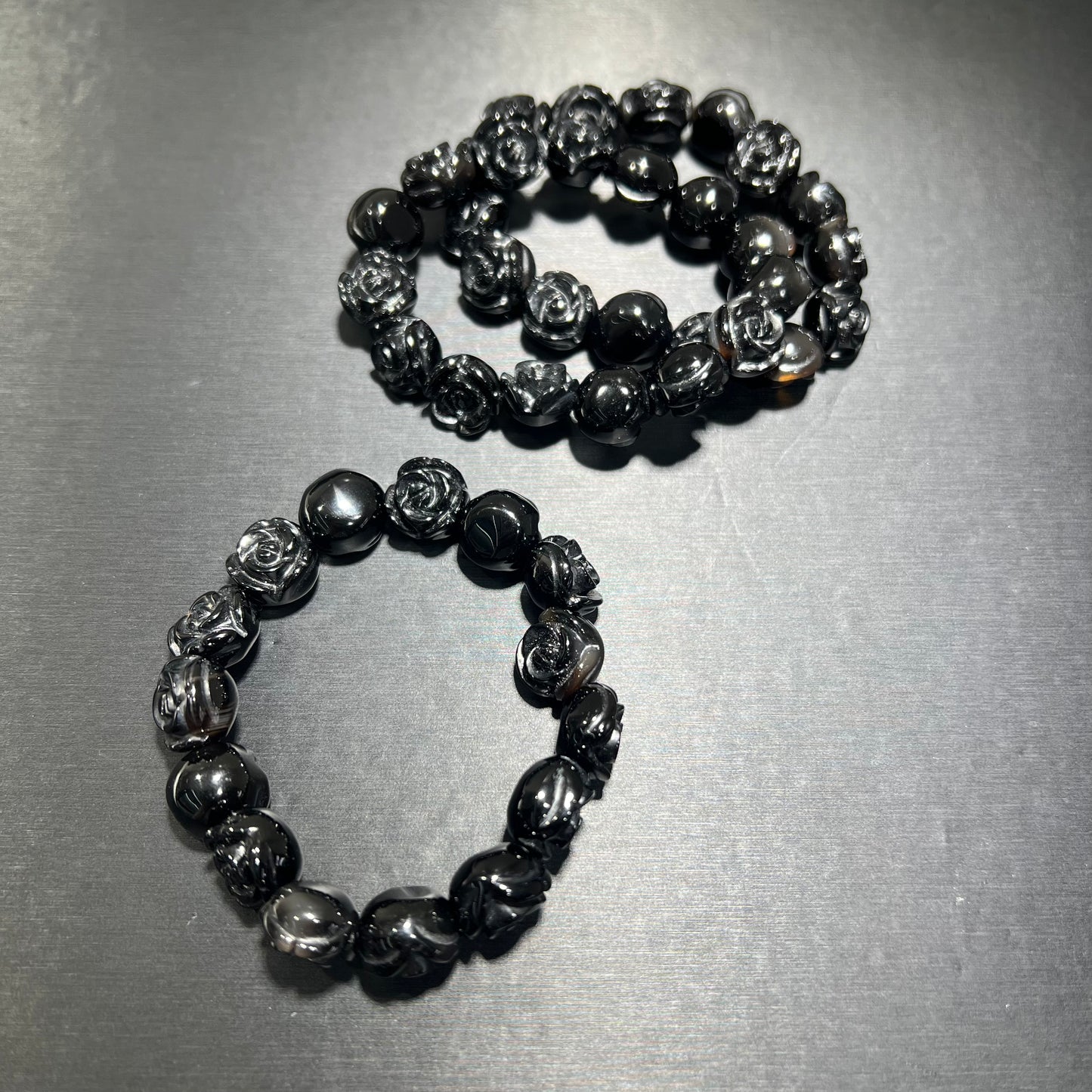 Black agate flower bracelet