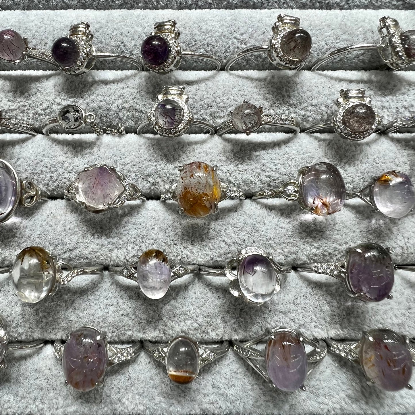 Amethyst rutile ring silver