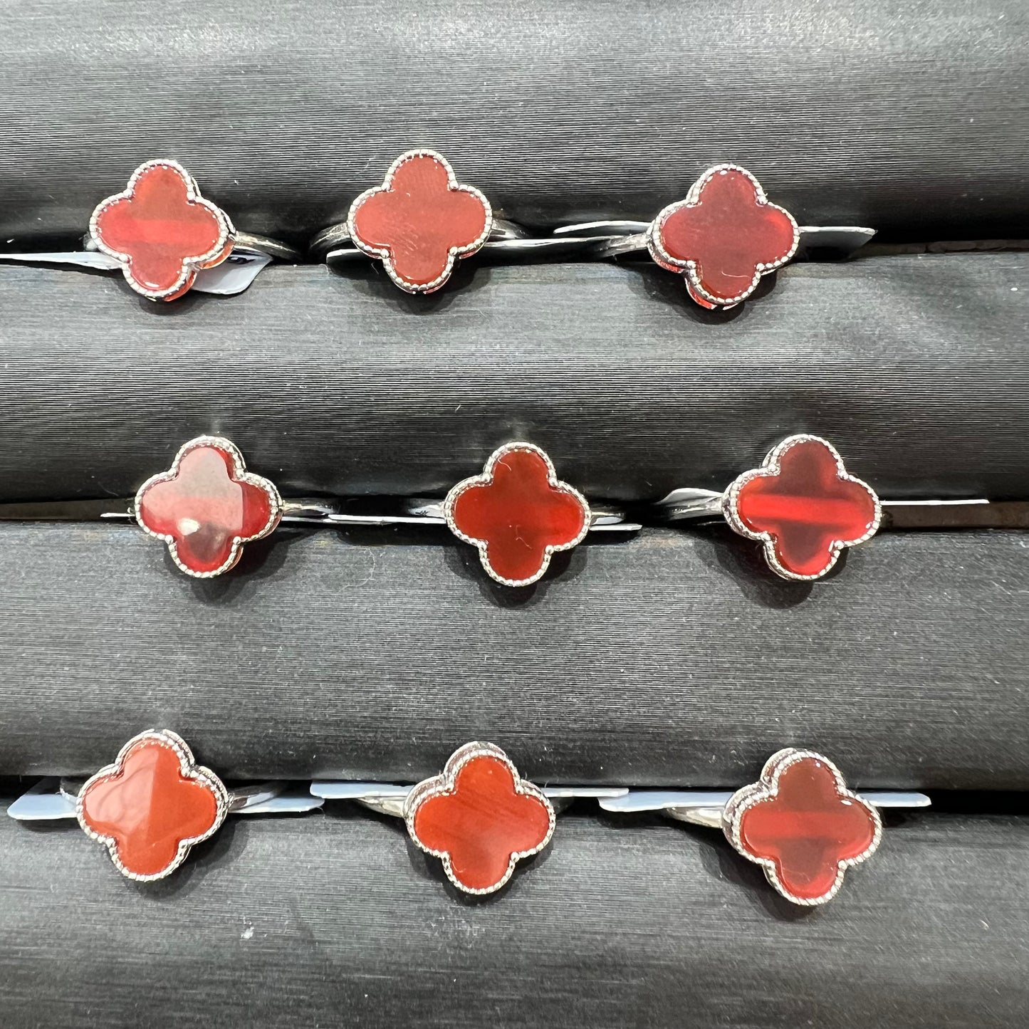 Red agate ring silver