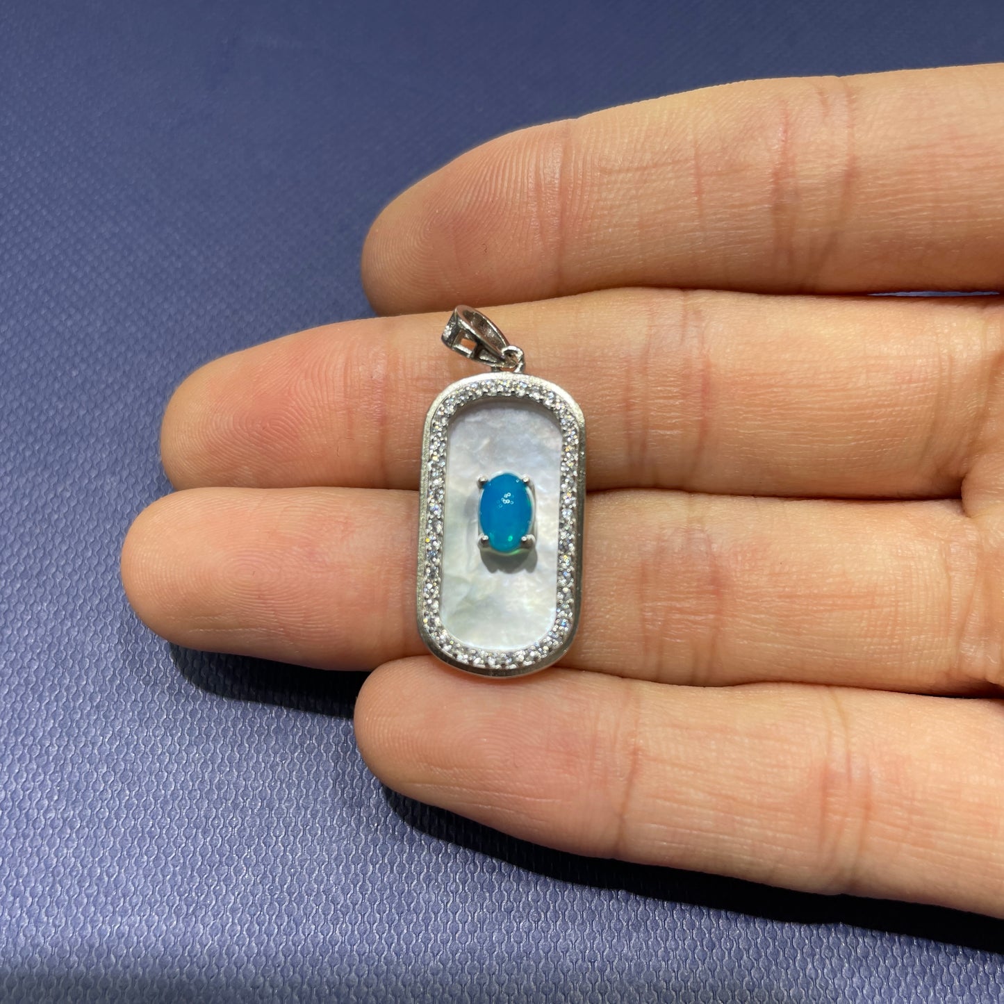 Blue opal pendant silver 925