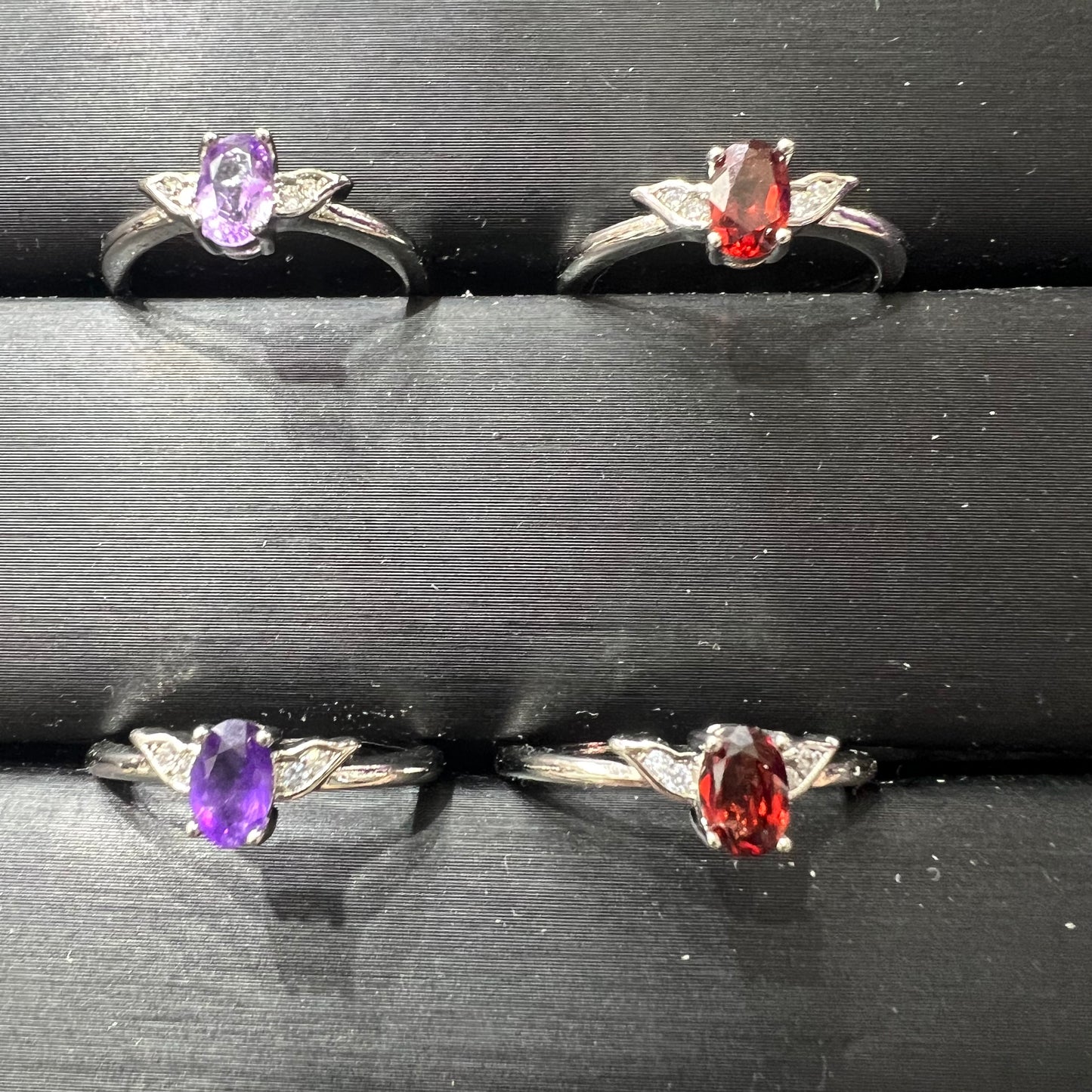 Amethyst & garnet ring copper