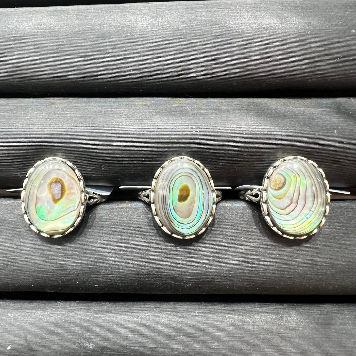 abalone shell ring silver