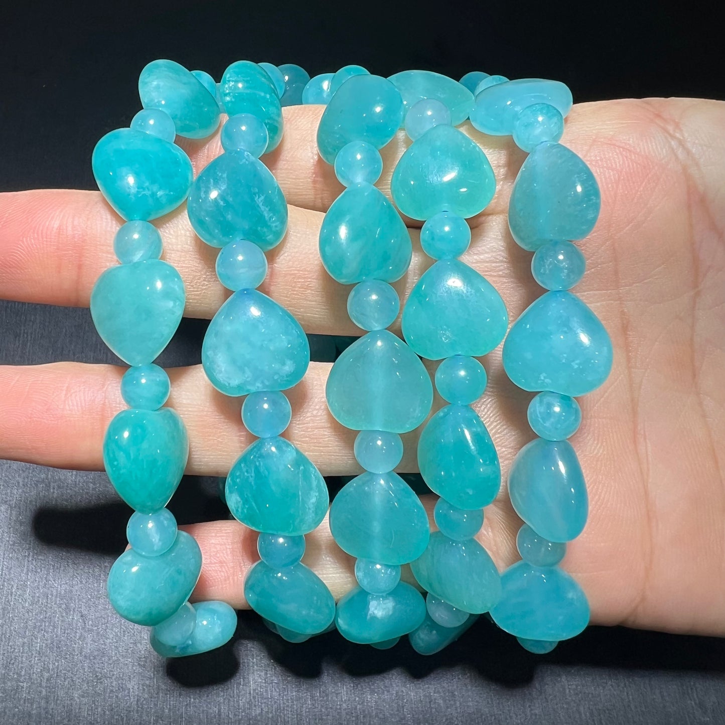 Amazonite heart bracelet