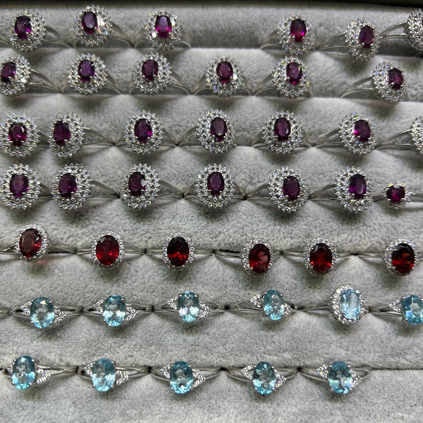 Garnet & topaz ring copper