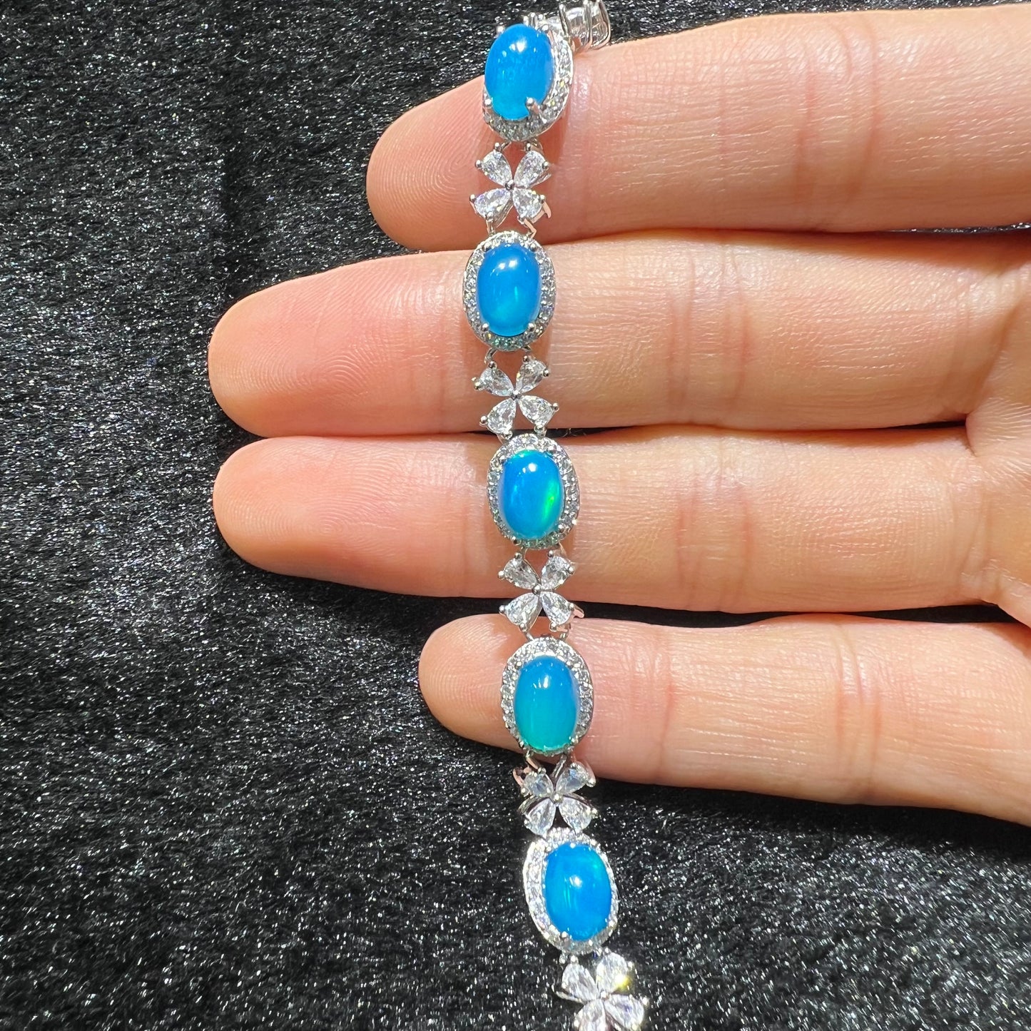 Blue opal bracelet silver 925