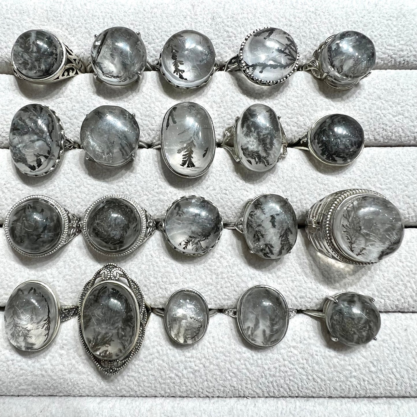 dentritic quartz ring silver