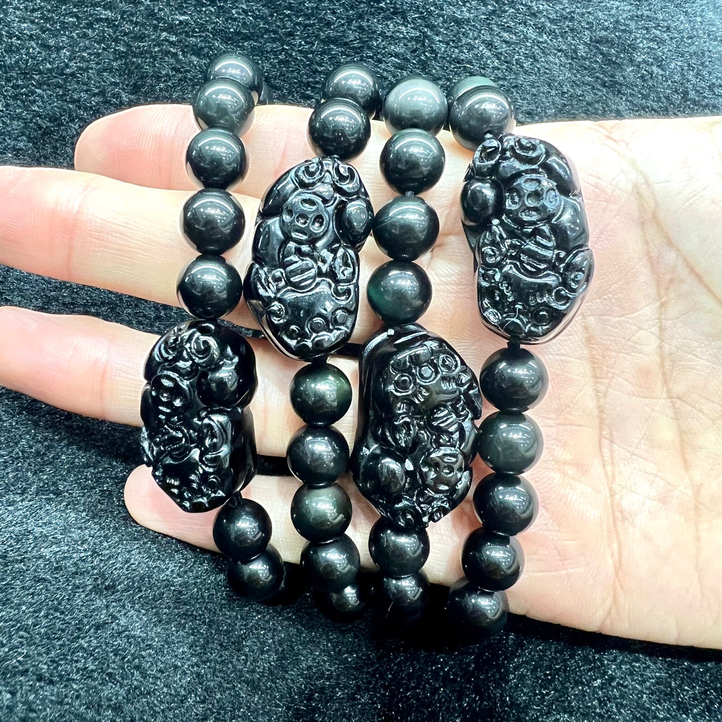 Rainbow obsidian pixiu bracelet