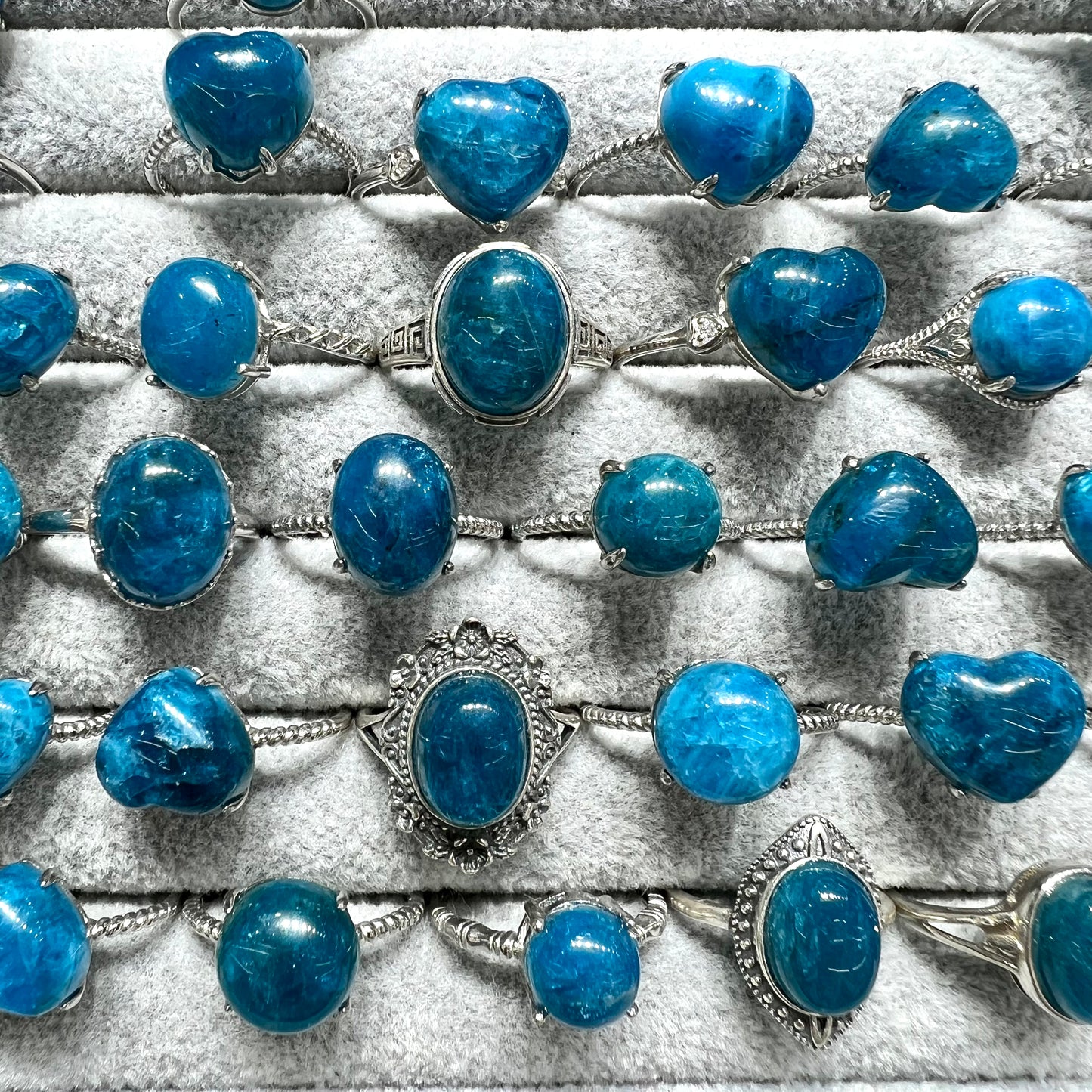 Blue apatite ring silver