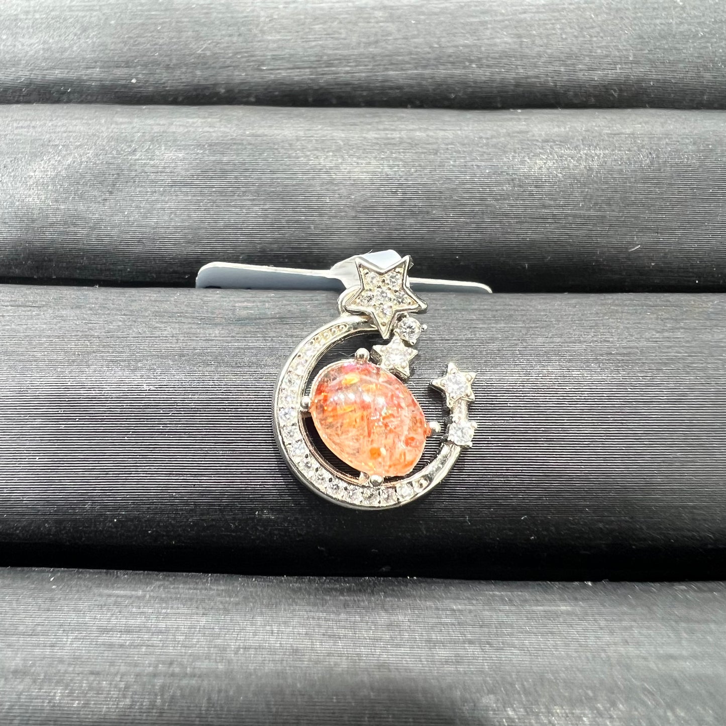 Golden strawberry quartz pendant silver 925