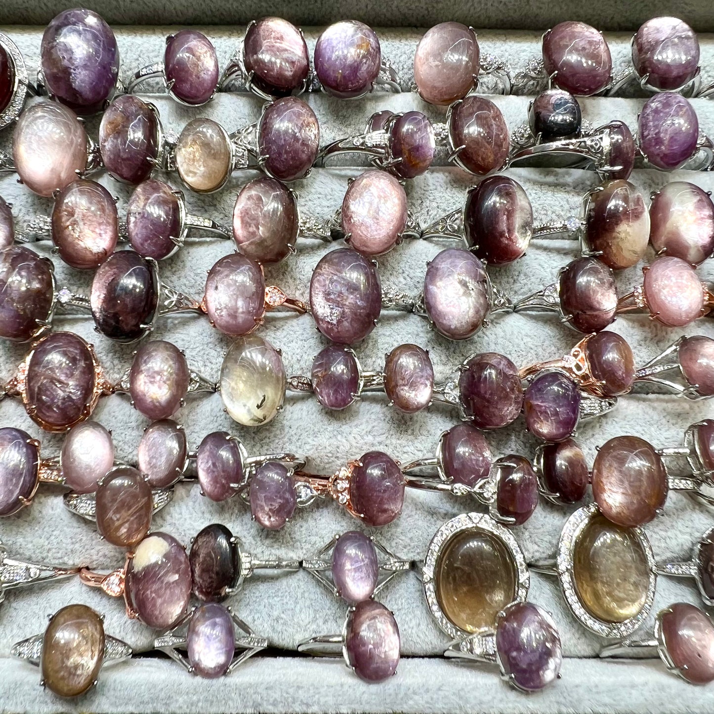 Lepidolite ring copper