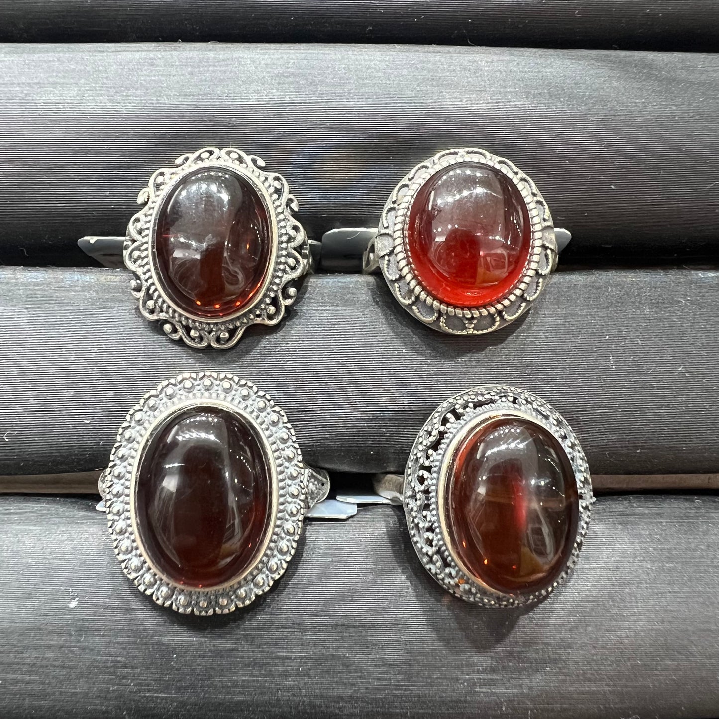 Blood Amber ring silver