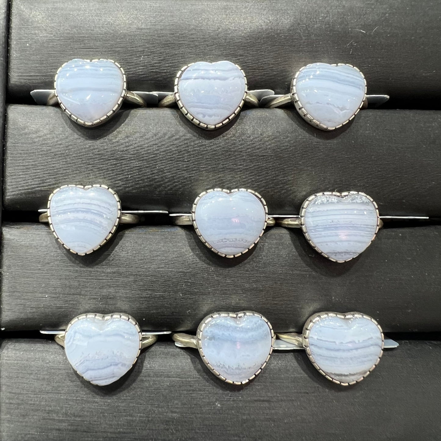 Blue lace agate ring silver