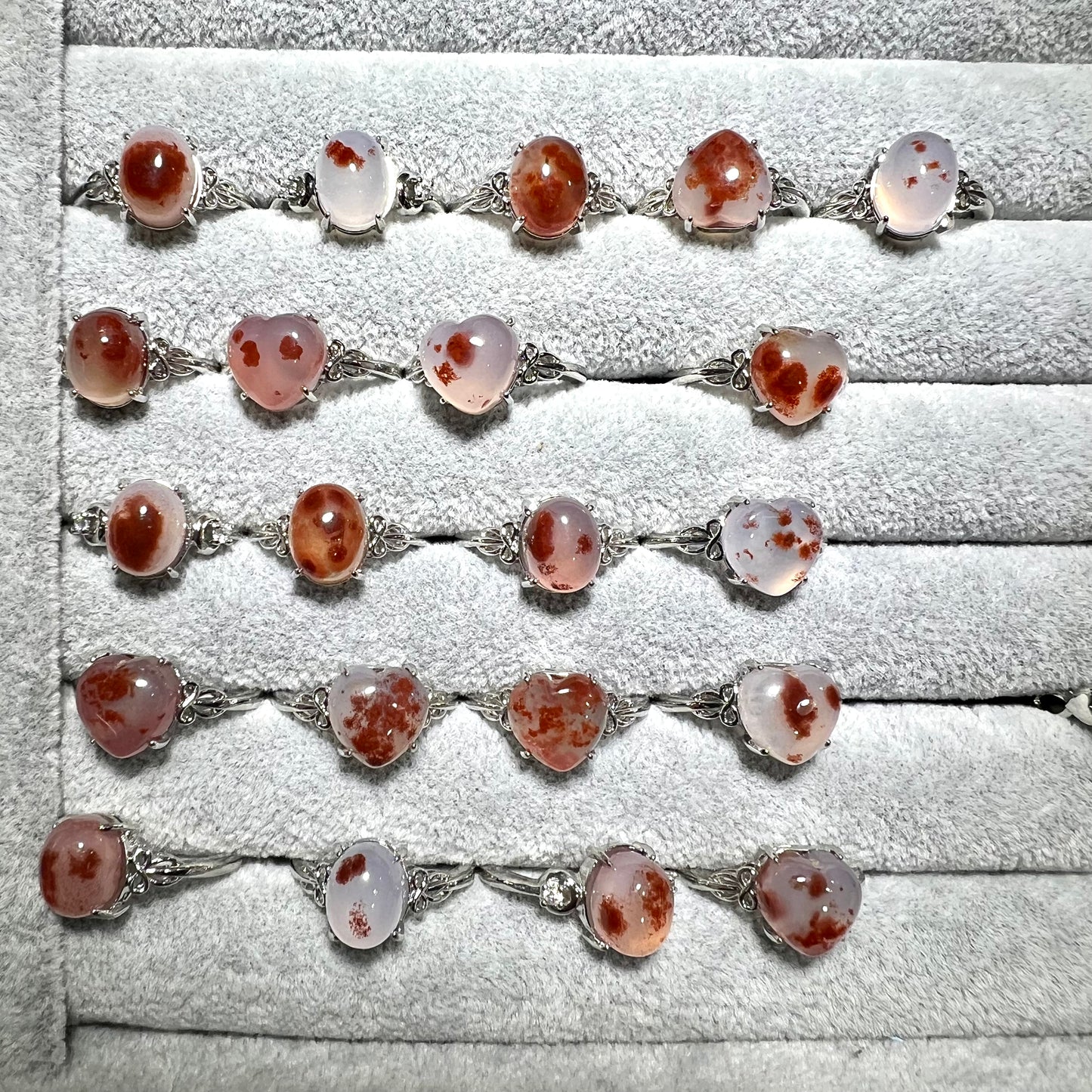 Cinnabar agate ring copper