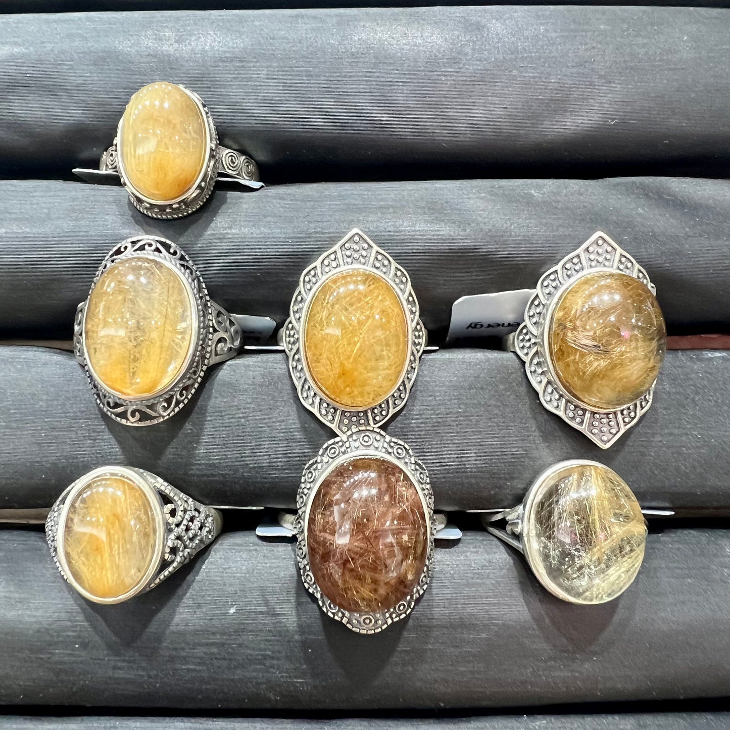 Golden rutile ring silver