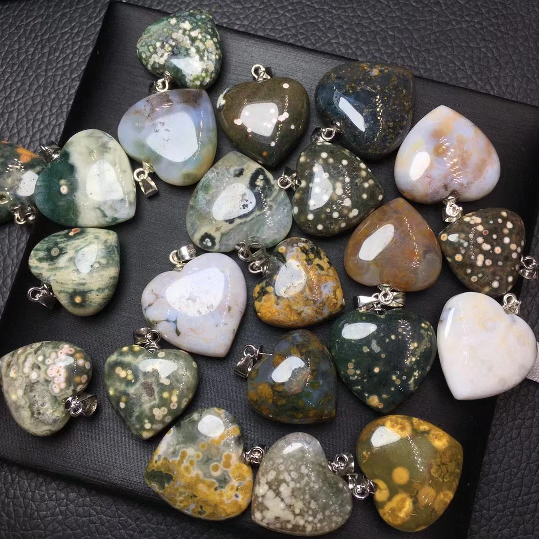 Ocean jasper heart pendant silver 925