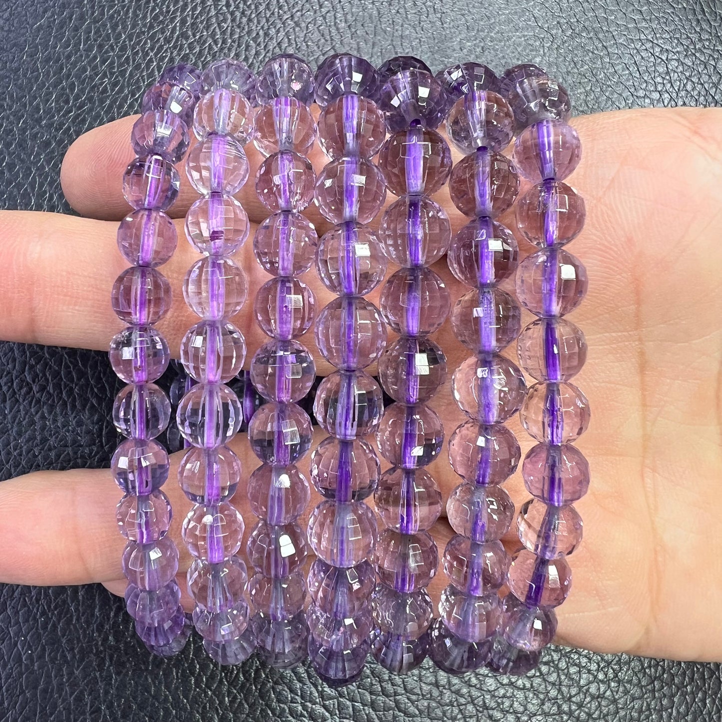 Amethyst cut faced beads bracelet