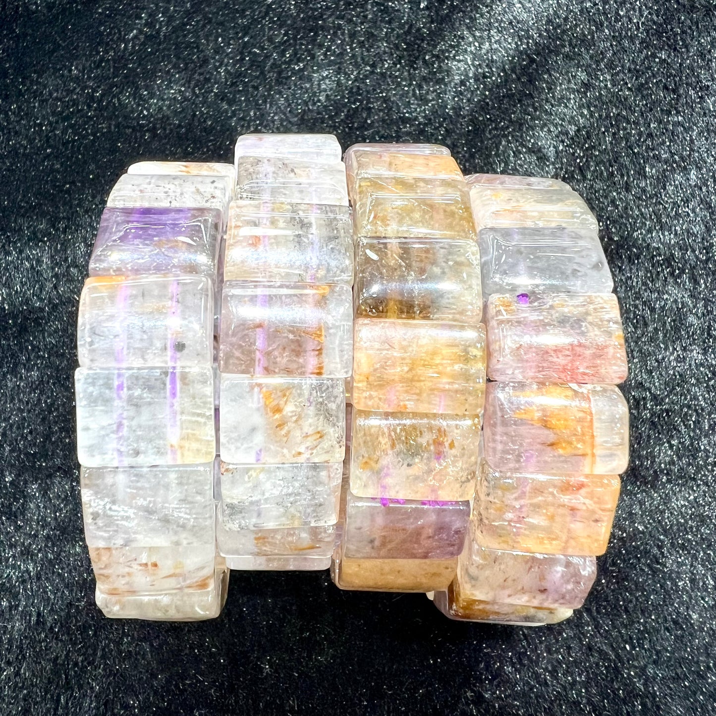 Amethyst rutile bangle bracelet