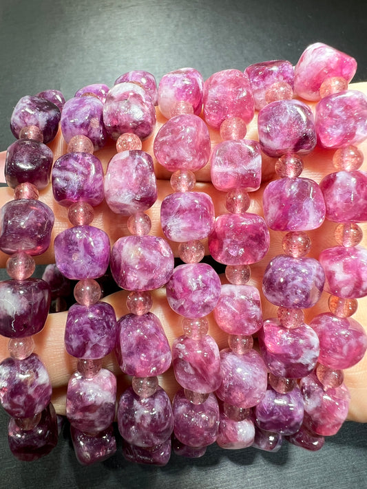 Lepidolite cube bracelet