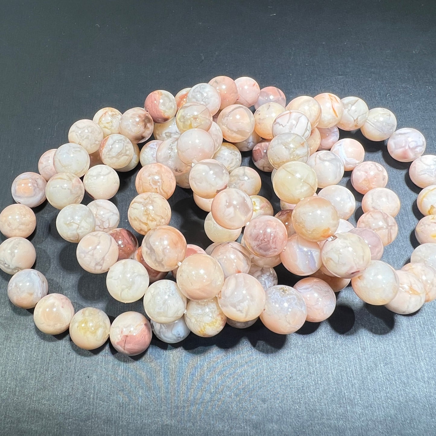 Pink flower agate bracelet
