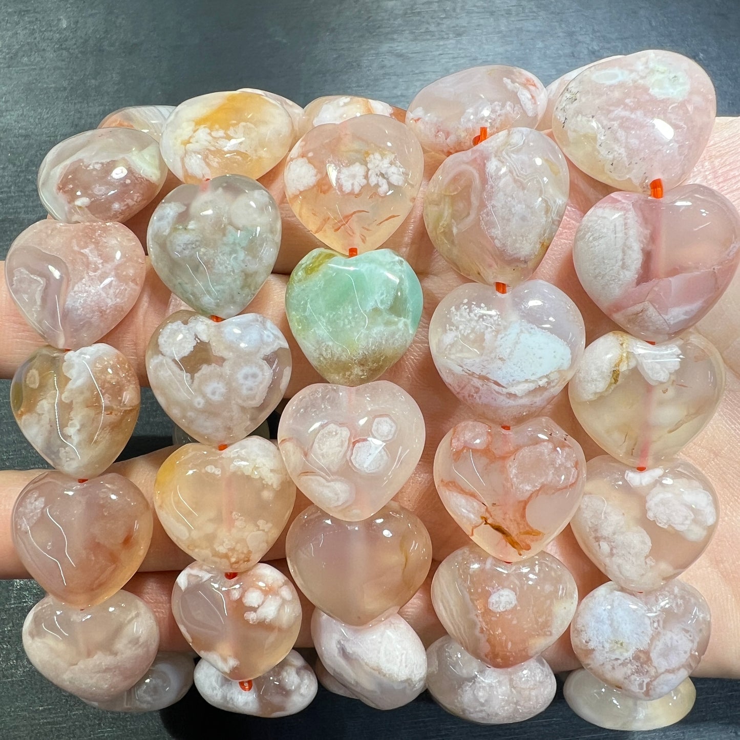 Flower agate heart bracelet