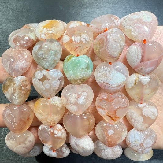 Flower agate heart bracelet