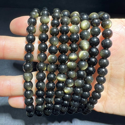 Golden sheen obsidian bracelet