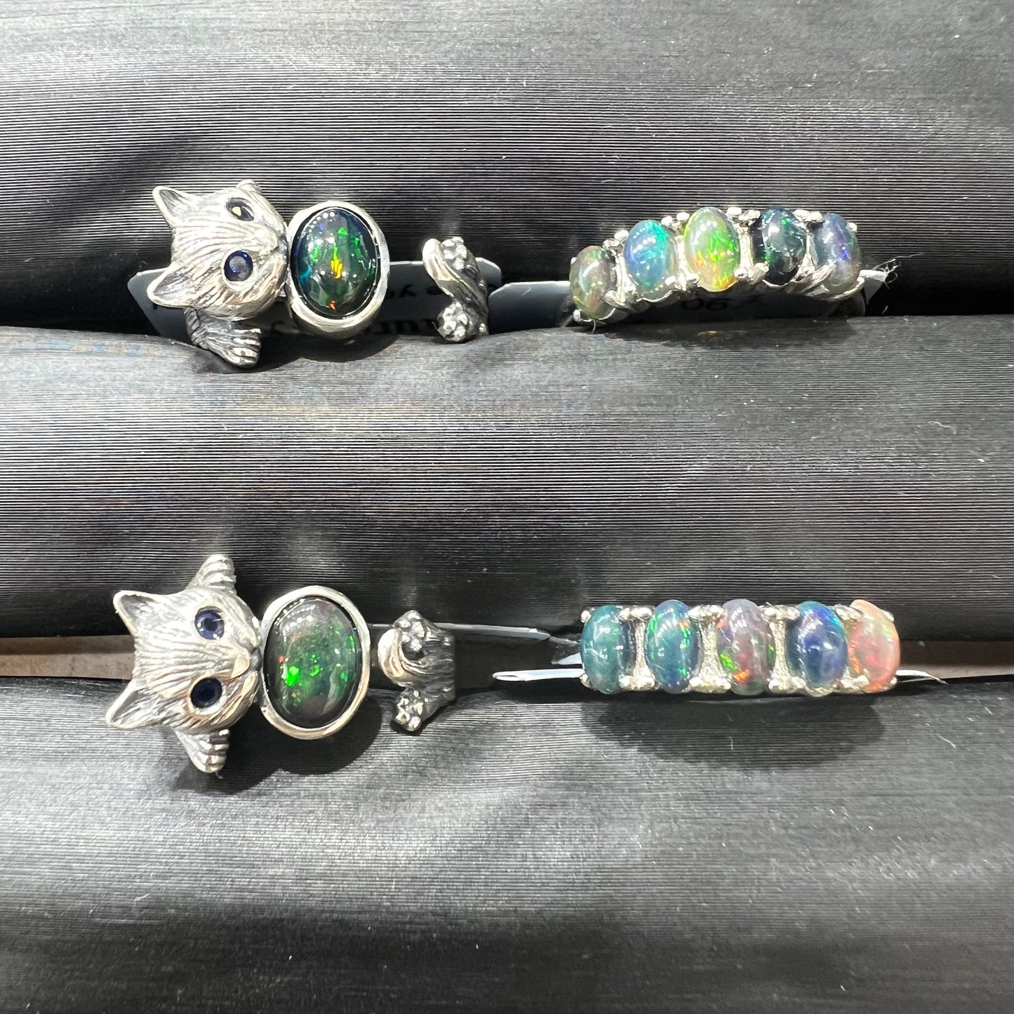 Black opal ring silver 925