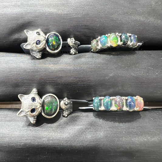 Black opal ring silver 925