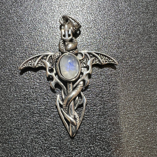 Rainbow moon stone pendant