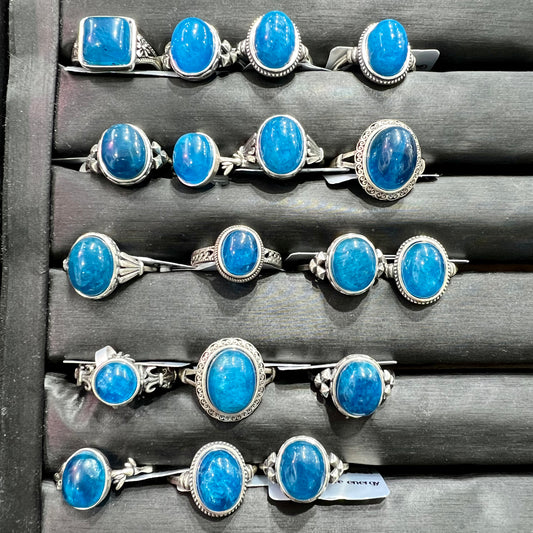 Blue apatite ring silver
