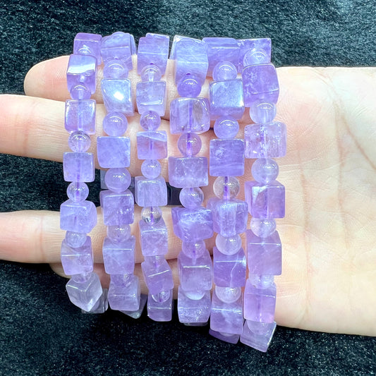 Amethyst cube bracelet