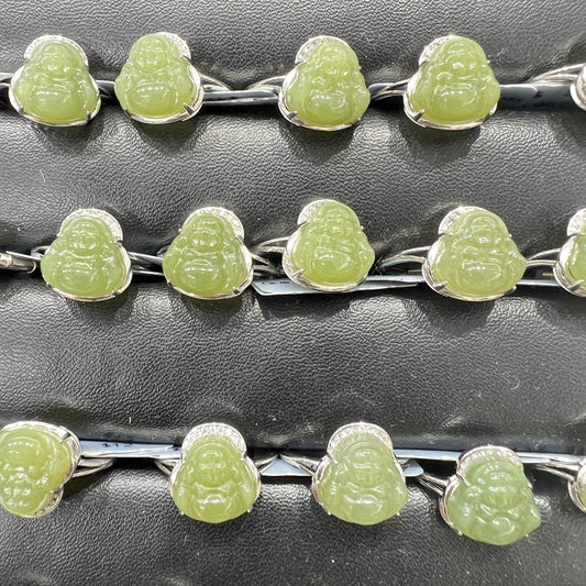 Hetian jade Buddha ring silver 925