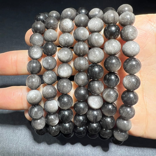 Silver sheen obsidian bracelet