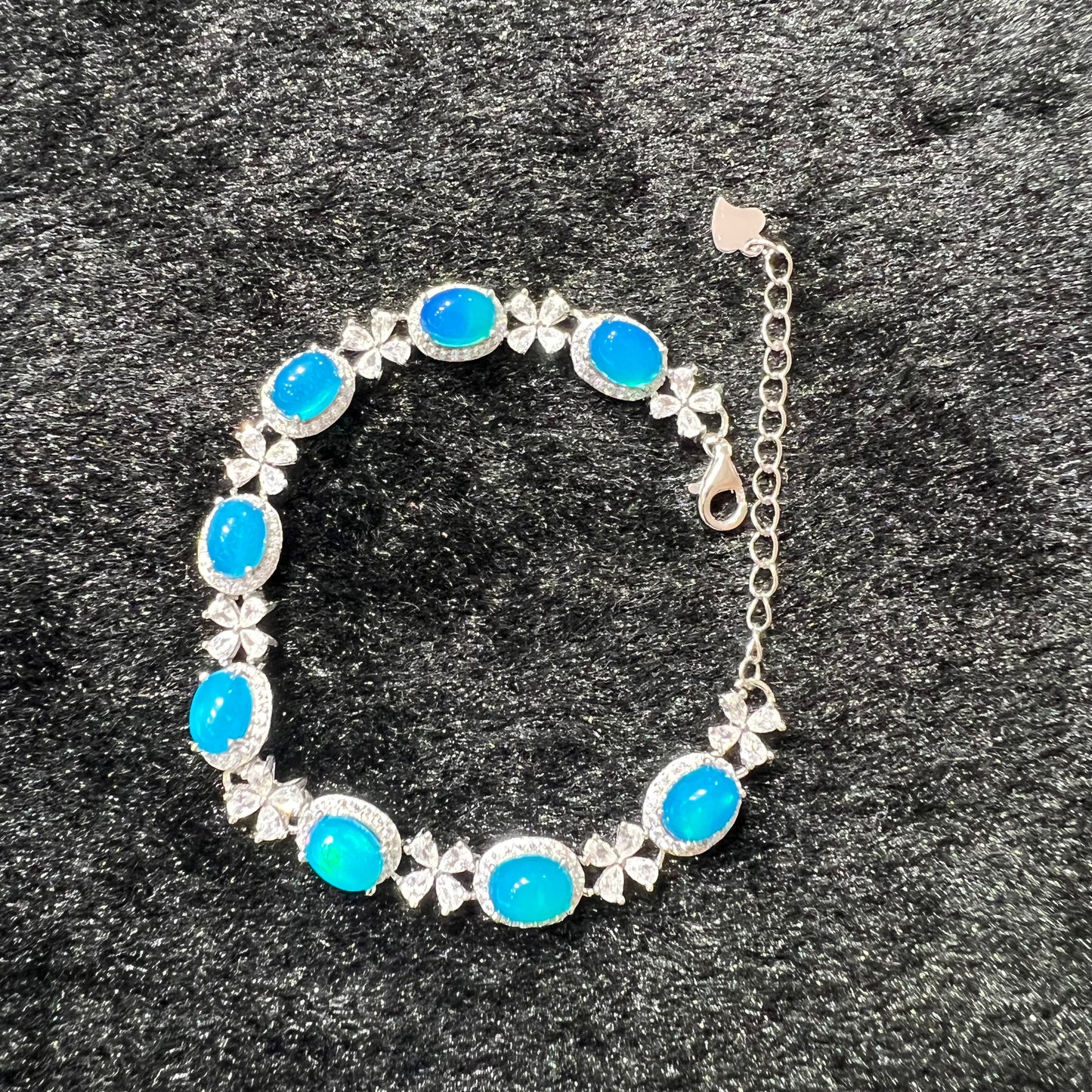 Blue opal bracelet silver 925