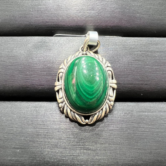 Malachite silver pendant