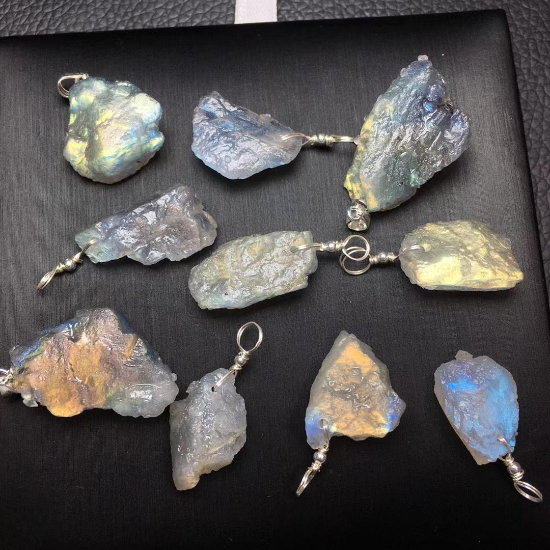 Raw labradorite pendant silver 925