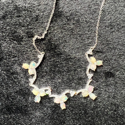 Opal necklace silver 925