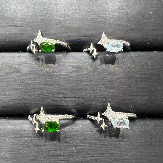 diopside & topaz ring copper