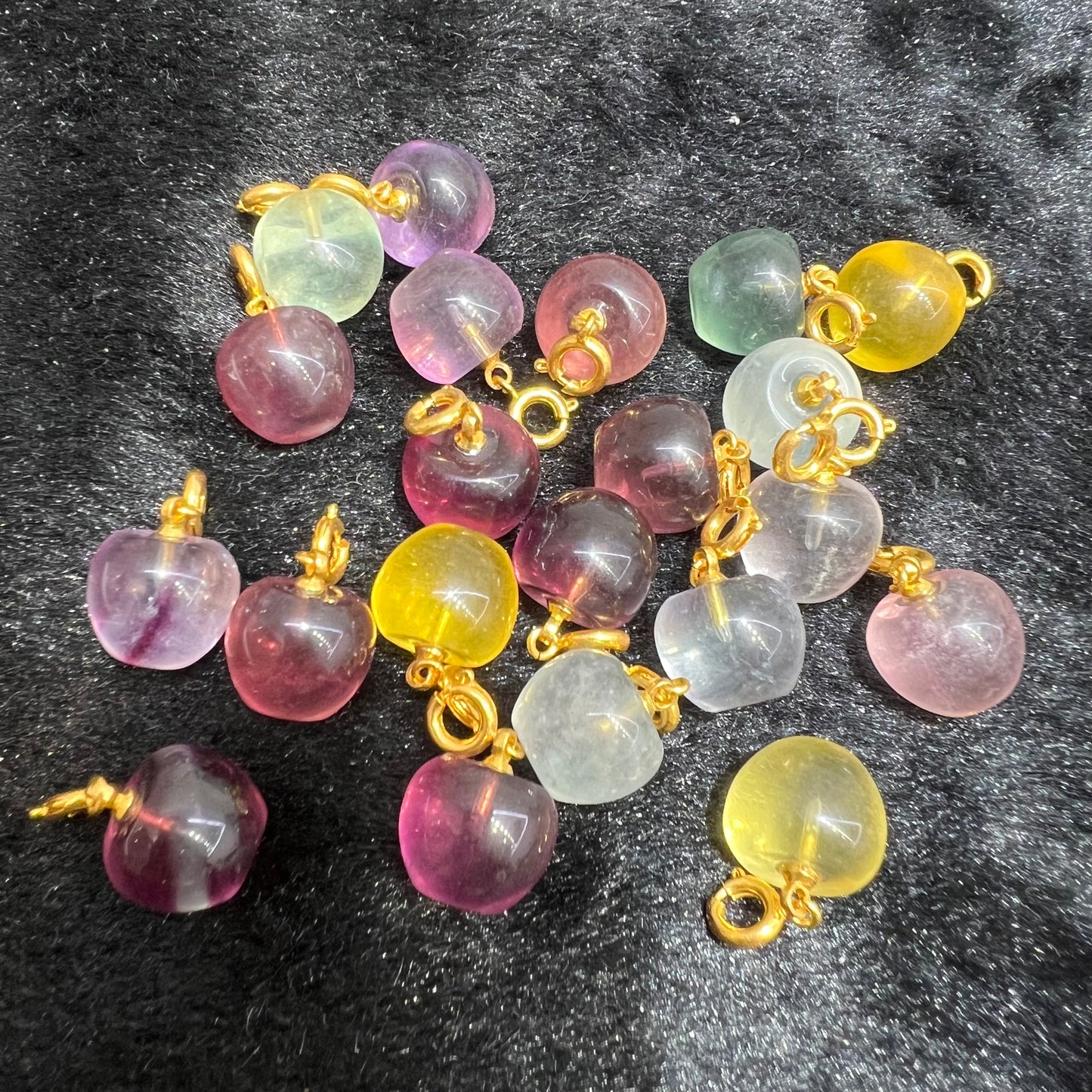 Fluorite apple pendant copper