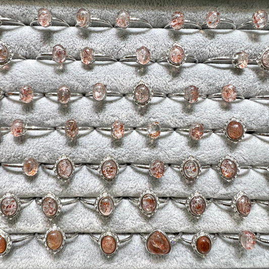 Gold strawberry quartz ring copper